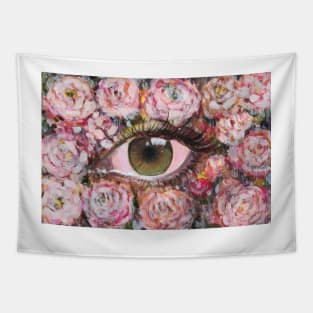 flowers with green eye dewy art Tapestry