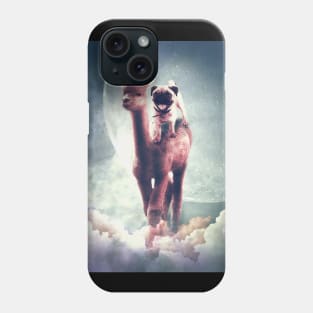 Funny Space Pug Riding On Alpaca Unicorn Phone Case