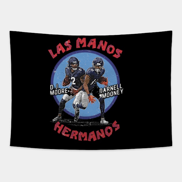 D.J. Moore & Darnell Mooney Chicago Las Manos Hermanos Tapestry by danlintonpro