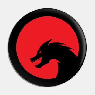 Dragon Head Silhouette Red Gradient Color Pin