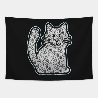 PEACE CAT STICKER | LIGHT BLUE TEAL AND GRAY Tapestry