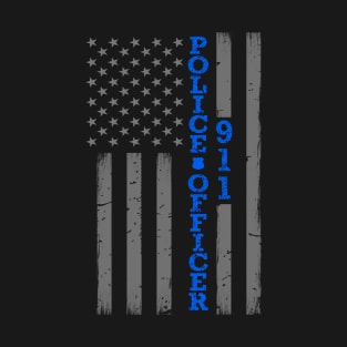 Police Officer Thin Blue Line Flag T-Shirt