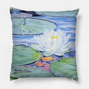 Dream Sequence - Water Lily Painting with Dragonfly Pillow