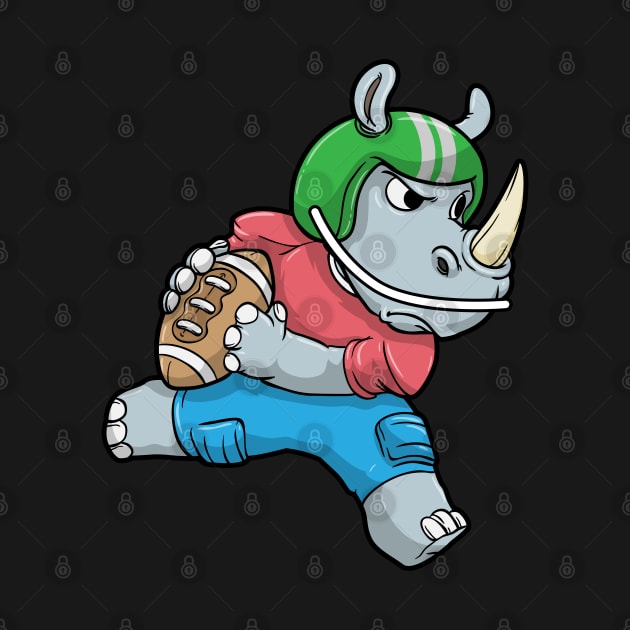 Rhino as Footballer with Football and Helmet by Markus Schnabel