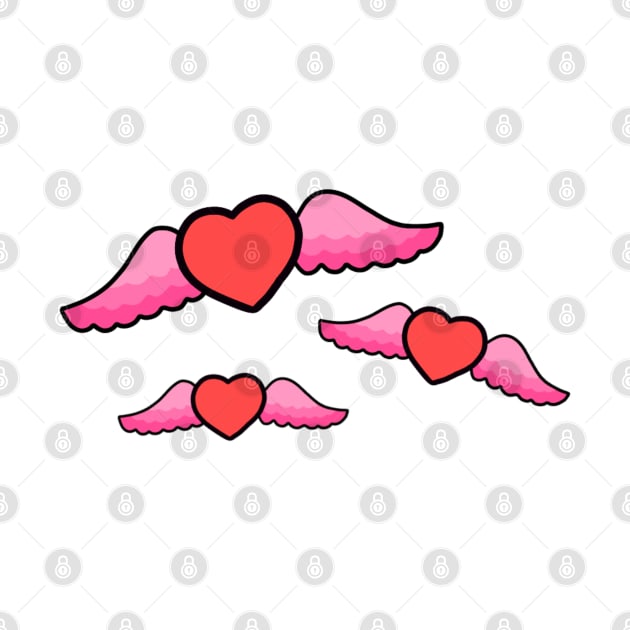 Valentines Day Flying Love Hearts With Wings by Artmmey