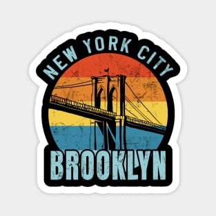 NYC Brooklyn Bridge Retro Magnet