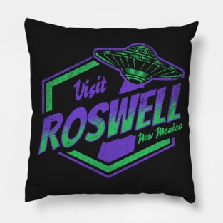 Vintage Visit Roswell, New Mexico Funny UFO Flying Saucer Alien Pillow