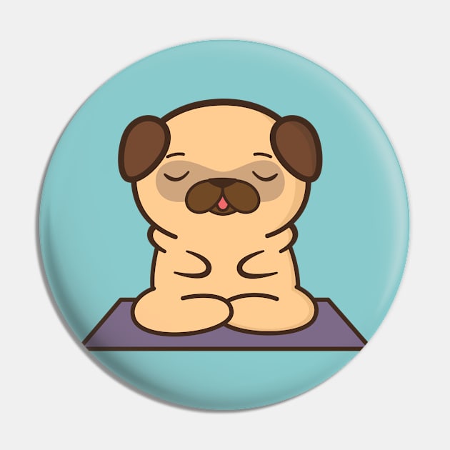 Cute and Kawaii Adorable Yoga Pug Pin by happinessinatee