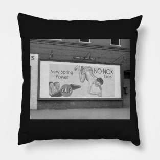 Gasoline Billboard, 1941. Vintage Photo Pillow