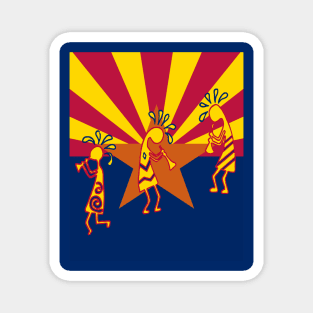 Arizona Flag Color Kokopelli Tribal Flute Players Magnet