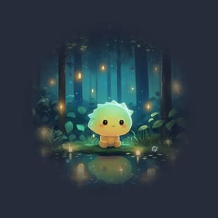 Kawaii Dino alone in a forest T-Shirt
