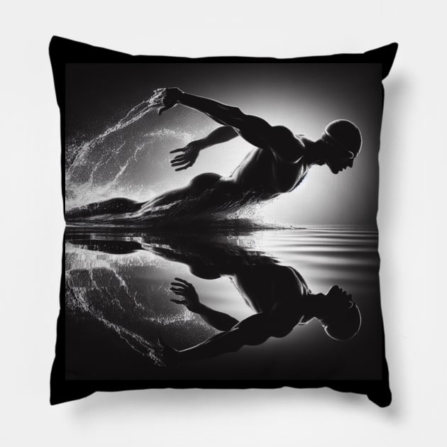 Swimmer Swimming Pillow by Print Forge