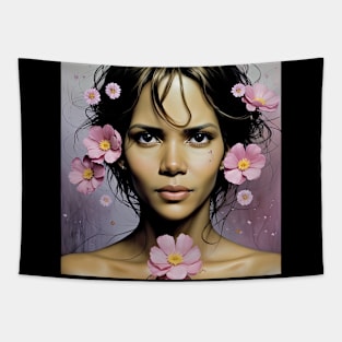 Fresh flowers and Halle Berry Tapestry