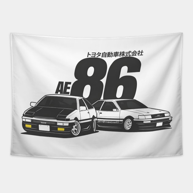 AE86 initial D - Fujiwara Tofu Shop Tapestry by NeonOverdrive
