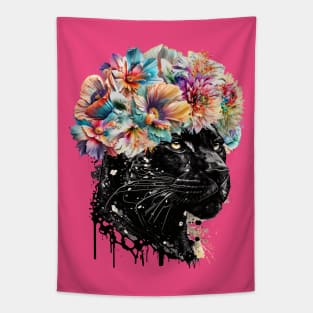 Floral Cougar Tapestry