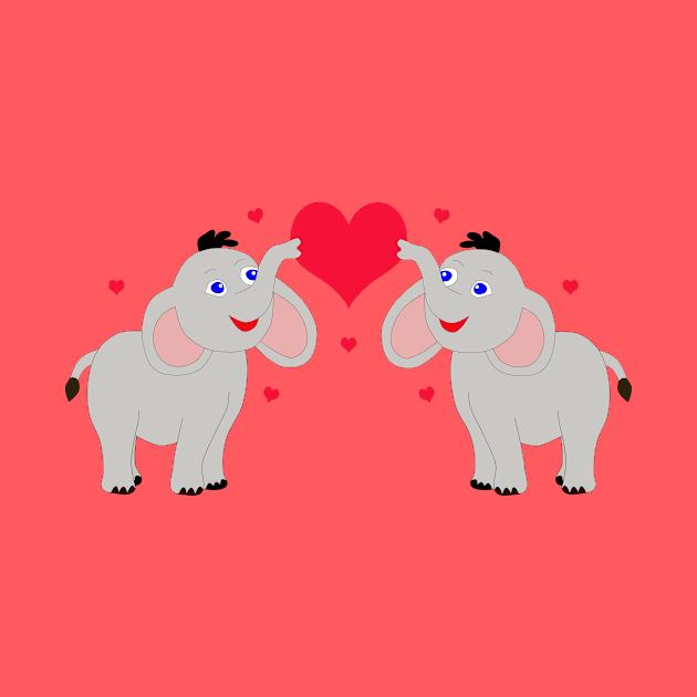 Cute elephants with hearts by MarionsArt