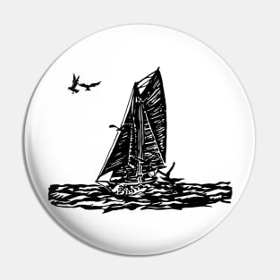 Gaff-Rigged Cutter Sailboat Pin