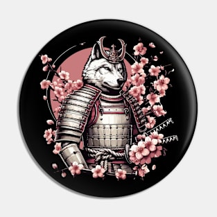 Wolf Samurai | Japanese Art | Cherry Blossom Pin