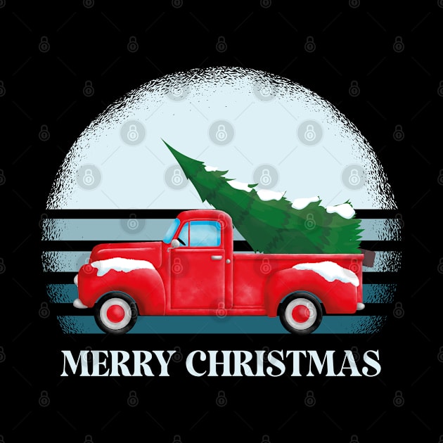 Vintage Wagon Christmas Pickup Truck Retro by Tom´s TeeStore