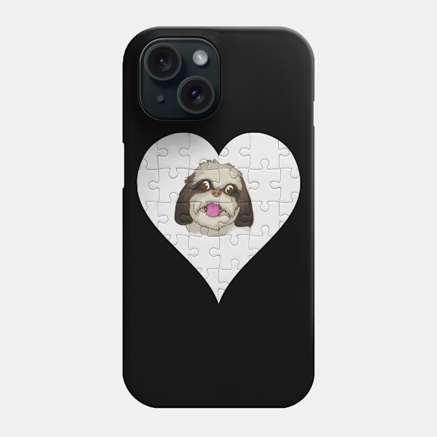 Shih Tzu Heart Jigsaw Pieces Design - Gift for Shih Tzu Lovers Phone Case by HarrietsDogGifts