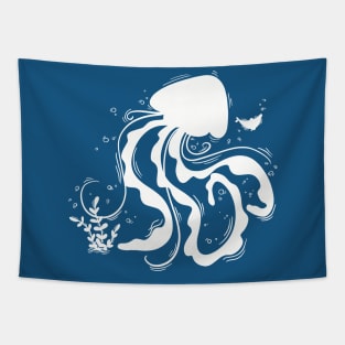 Jellyfish white drawing Tapestry