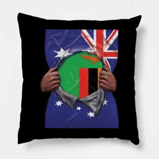 Zambia Flag Australian Flag Ripped - Gift for Zambian From Zambia Pillow