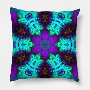 Psychedelic Hippie Flower Purple and Teal Pillow