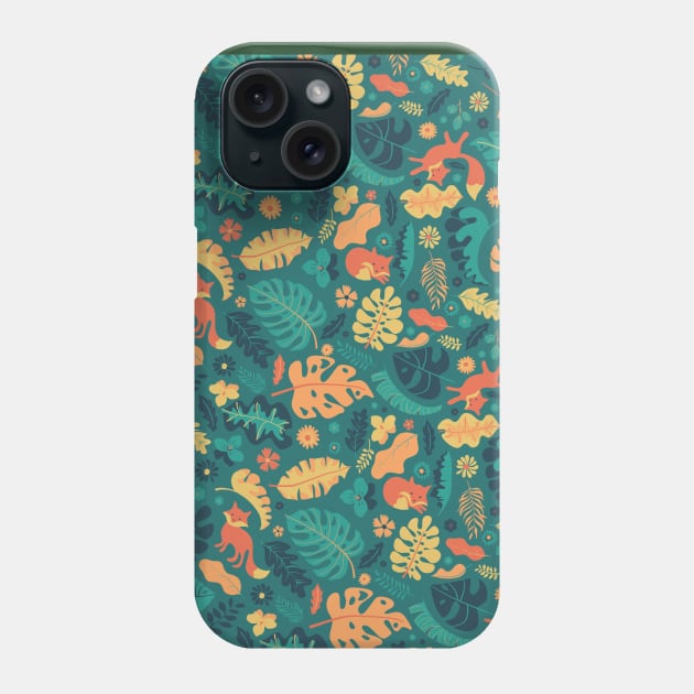 Foxes in a Colorful Jungle With Flowers -  Full Pattern Phone Case by zorrorojo