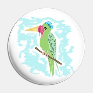 Cute Funny Parrot with Ice Cream Beak Drawing Pin