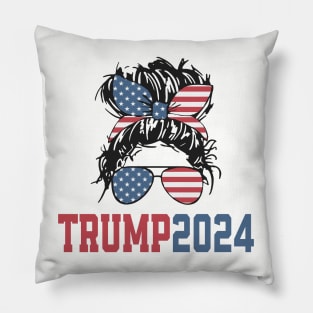 Vintage Trump 2024 Messy Hair Bun Pillow