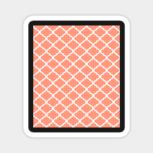 Coral Pink White Quatrefoil Pattern Magnet