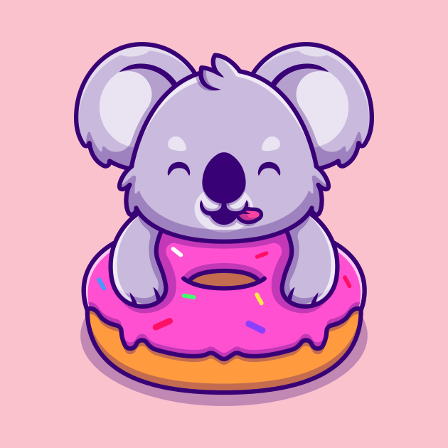 Cute Koala Holding Doughnut Cartoon by Catalyst Labs