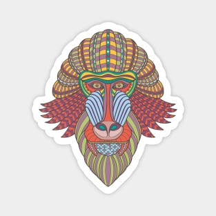 Colorful Tribal Baboon Design - Bold & Unique Art for Monkey and Ape Lovers Magnet