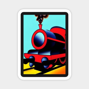 POPART COMIC STYLE RED AND BLACK STEAM TRAIN Magnet