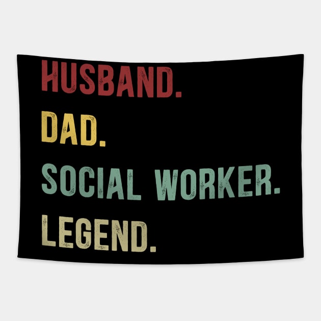 Social Worker Funny Vintage Retro Shirt Husband Dad Social Worker Legend Tapestry by Foatui