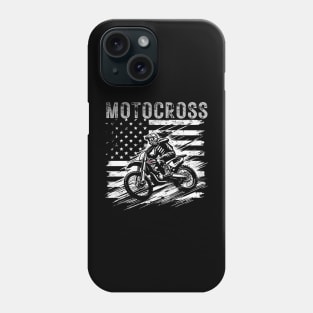 Motocross Dirt Bike American USA Flag gift for fathers day and 4th of july for kids boy girl woman Phone Case