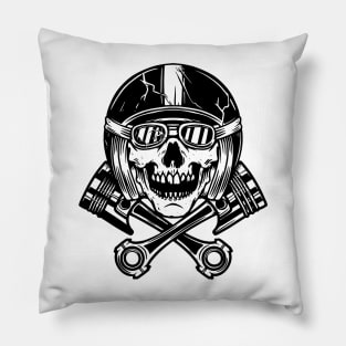 Abstract Skull Racer Helmet Crossed Pistons Pillow