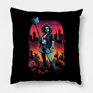 Final Girl Vintage Flower Horror Pillow