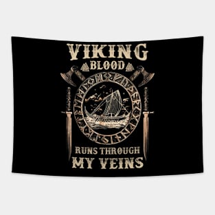 Vikings T-Shirt Viking Blood Valknut Valhalla Warrior Shirt Norse Mythology Tapestry