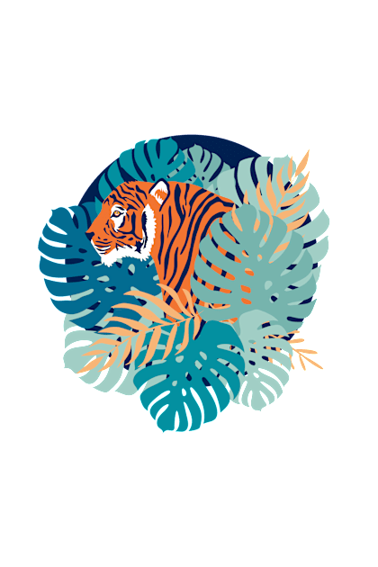 Jungle Tiger - Blue Suede Kids T-Shirt by latheandquill