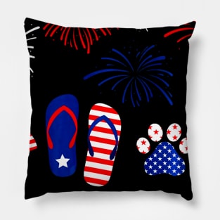 Taco Flip Flop Paw Wine USA FLag 4th of July Pillow