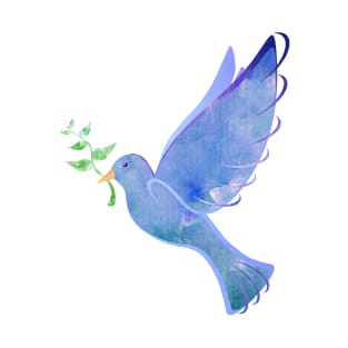 Peaceful Watercolor Dove with Olive Branch T-Shirt