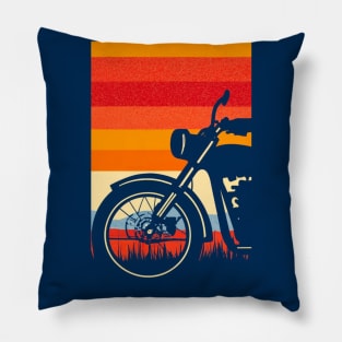 Motorcycle 1970’s Graphic Design Pillow