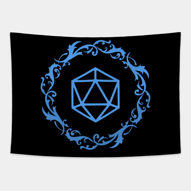 Magical Polyhedral D20 Dice Blue Tabletop RPG Tapestry by dungeonarmory