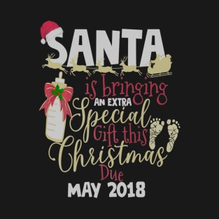 Christmas Pregnancy Santa Baby Mom May T-Shirt