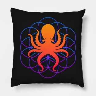 Psychedelic Sacred Geometry Octopus Pillow