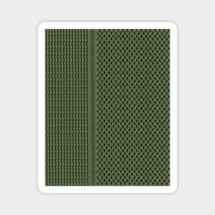 Palestinian Hatta Kufiya Folk Pattern #2-Olive Green, Palestine Arabic Traditional Keffiyeh Design Magnet