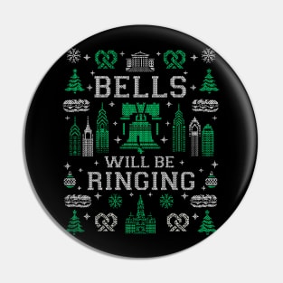 Philadelphia Bells Will Be Ringing Philly Fan Ugly Christmas Sweater Party Pin