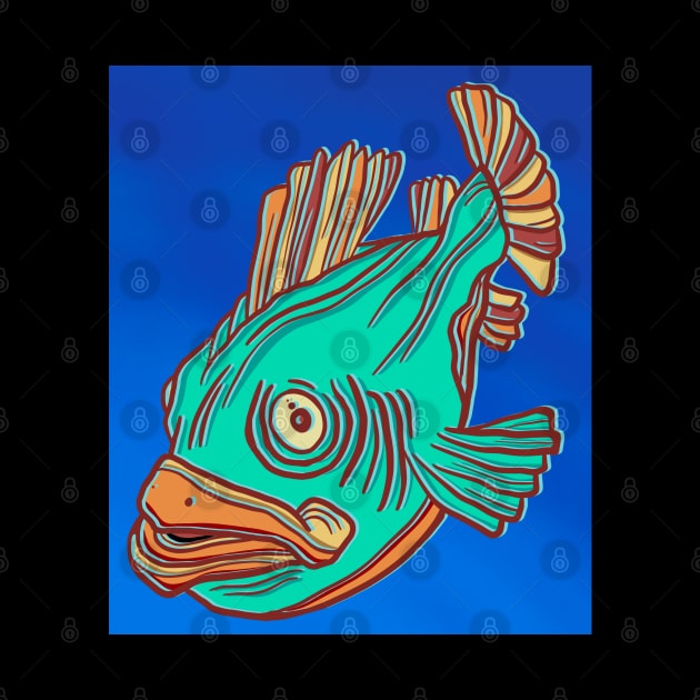 Teal cartoon fish by DaveDanchuk