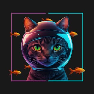 Abstract Cat and fish T-Shirt